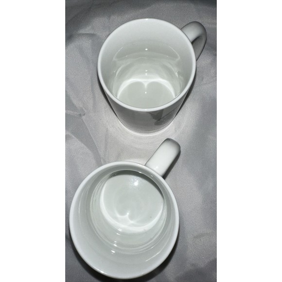 STARBUCKS 2007 Coffee Mug 8-ounce Green MERMAID Logo White Collectible Set of 2 - Picture 3 of 12